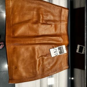 Zara Tan Leather Mini Skirt